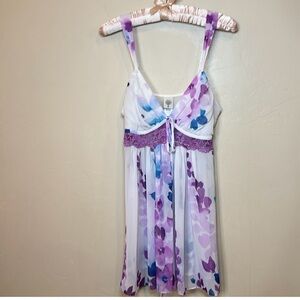 NEW In Bloom mesh & lace white floral babydoll teddy night dress slip Womens L